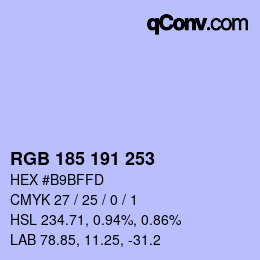 カラーコード: RGB 185 191 253 | qconv.com