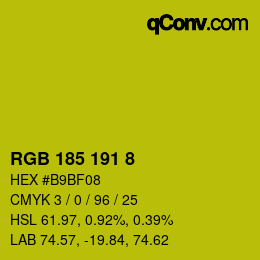 颜色代码: RGB 185 191 8 | qconv.com