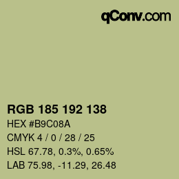 Color code: RGB 185 192 138 | qconv.com