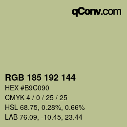 Color code: RGB 185 192 144 | qconv.com