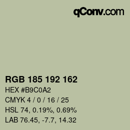 カラーコード: RGB 185 192 162 | qconv.com