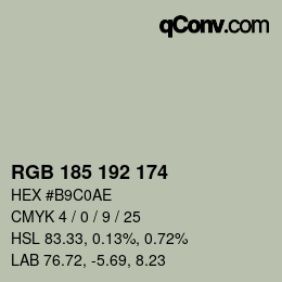 Color code: RGB 185 192 174 | qconv.com