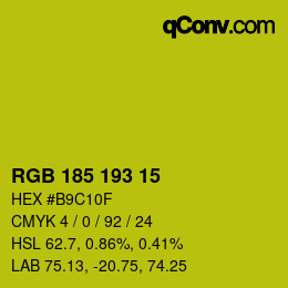 Color code: RGB 185 193 15 | qconv.com