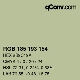 颜色代码: RGB 185 193 154 | qconv.com