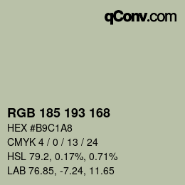 Color code: RGB 185 193 168 | qconv.com