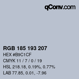 Color code: RGB 185 193 207 | qconv.com