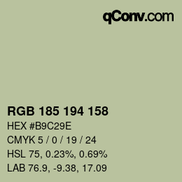Color code: RGB 185 194 158 | qconv.com