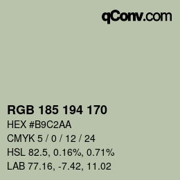Color code: RGB 185 194 170 | qconv.com