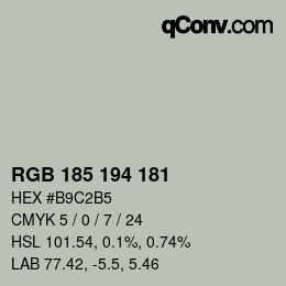 Color code: RGB 185 194 181 | qconv.com