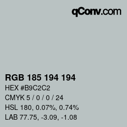 颜色代码: RGB 185 194 194 | qconv.com