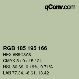 Color code: RGB 185 195 166 | qconv.com
