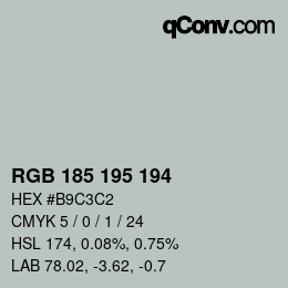 カラーコード: RGB 185 195 194 | qconv.com
