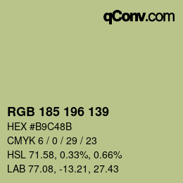 カラーコード: RGB 185 196 139 | qconv.com