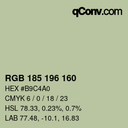 Color code: RGB 185 196 160 | qconv.com