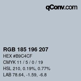 Color code: RGB 185 196 207 | qconv.com