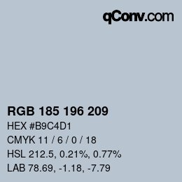 Farbcode: RGB 185 196 209 | qconv.com