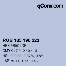 颜色代码: RGB 185 196 223 | qconv.com
