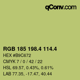 カラーコード: RGB 185 198.4 114.4 | qconv.com