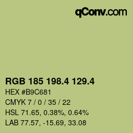 カラーコード: RGB 185 198.4 129.4 | qconv.com