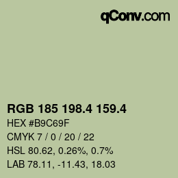 カラーコード: RGB 185 198.4 159.4 | qconv.com