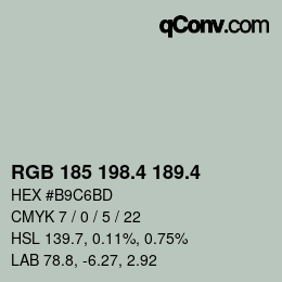 カラーコード: RGB 185 198.4 189.4 | qconv.com