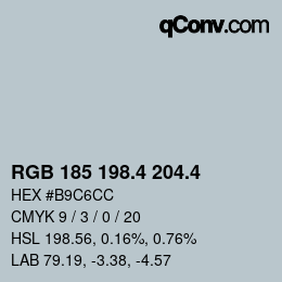 カラーコード: RGB 185 198.4 204.4 | qconv.com