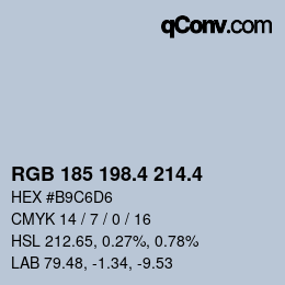カラーコード: RGB 185 198.4 214.4 | qconv.com