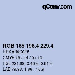 カラーコード: RGB 185 198.4 229.4 | qconv.com