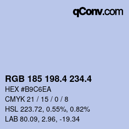 カラーコード: RGB 185 198.4 234.4 | qconv.com