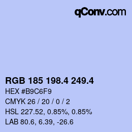 カラーコード: RGB 185 198.4 249.4 | qconv.com
