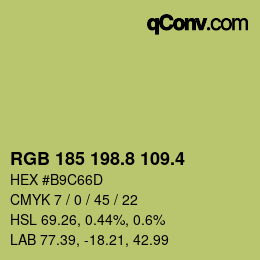 カラーコード: RGB 185 198.8 109.4 | qconv.com