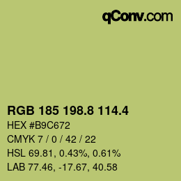 カラーコード: RGB 185 198.8 114.4 | qconv.com