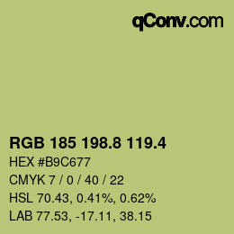 カラーコード: RGB 185 198.8 119.4 | qconv.com