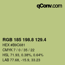 カラーコード: RGB 185 198.8 129.4 | qconv.com