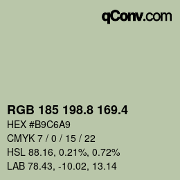 カラーコード: RGB 185 198.8 169.4 | qconv.com