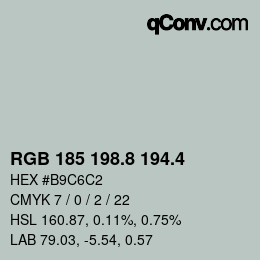 カラーコード: RGB 185 198.8 194.4 | qconv.com