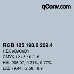 カラーコード: RGB 185 198.8 209.4 | qconv.com