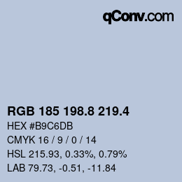 カラーコード: RGB 185 198.8 219.4 | qconv.com