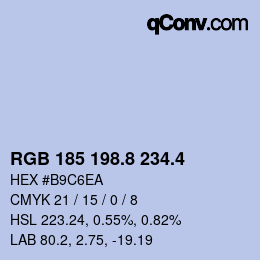 カラーコード: RGB 185 198.8 234.4 | qconv.com