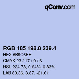 カラーコード: RGB 185 198.8 239.4 | qconv.com