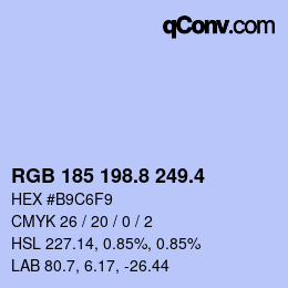 カラーコード: RGB 185 198.8 249.4 | qconv.com