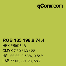 カラーコード: RGB 185 198.8 74.4 | qconv.com