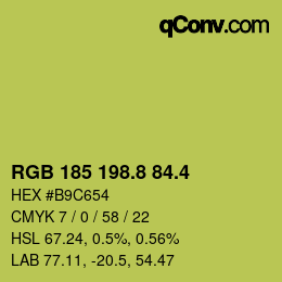 カラーコード: RGB 185 198.8 84.4 | qconv.com
