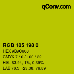 Color code: RGB 185 198 0 | qconv.com