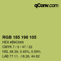 Color code: RGB 185 198 105 | qconv.com
