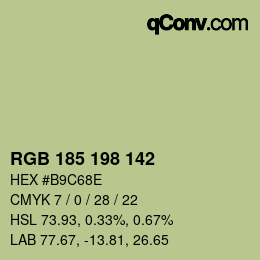 Color code: RGB 185 198 142 | qconv.com
