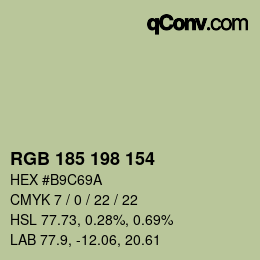 Color code: RGB 185 198 154 | qconv.com