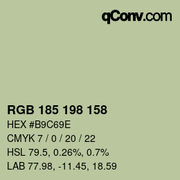 Color code: RGB 185 198 158 | qconv.com