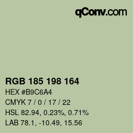 Color code: RGB 185 198 164 | qconv.com