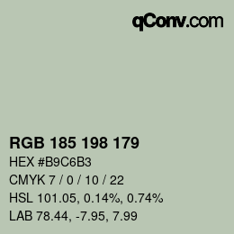 Color code: RGB 185 198 179 | qconv.com